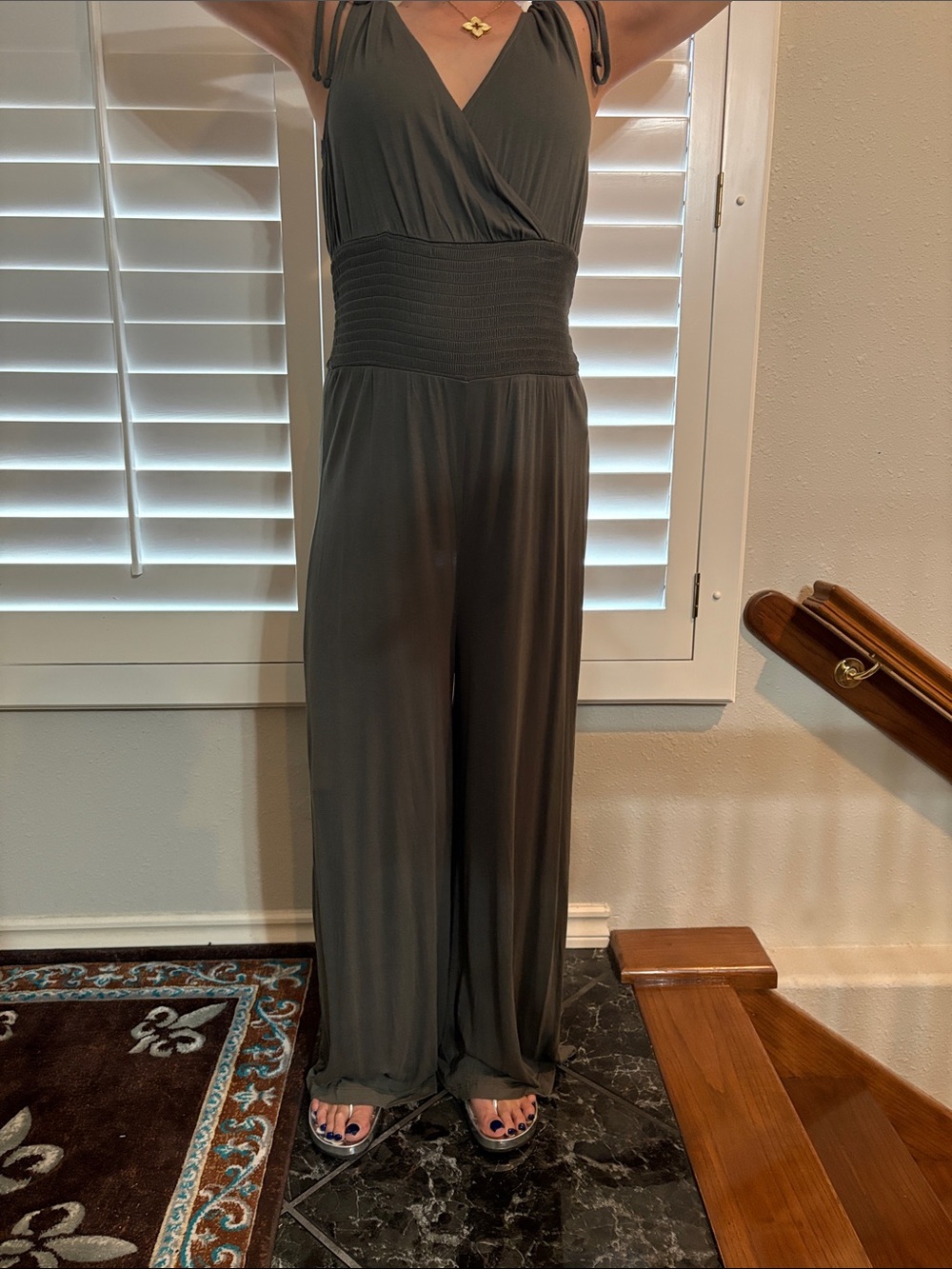 LASCANA Olive Green Sleeveless Maxi Jumpsuit